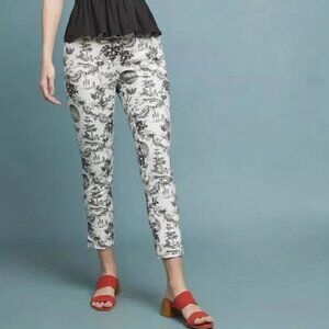 Anthropologie The Essential SLIM Toile Print Pants Trousers US 4 UK 8